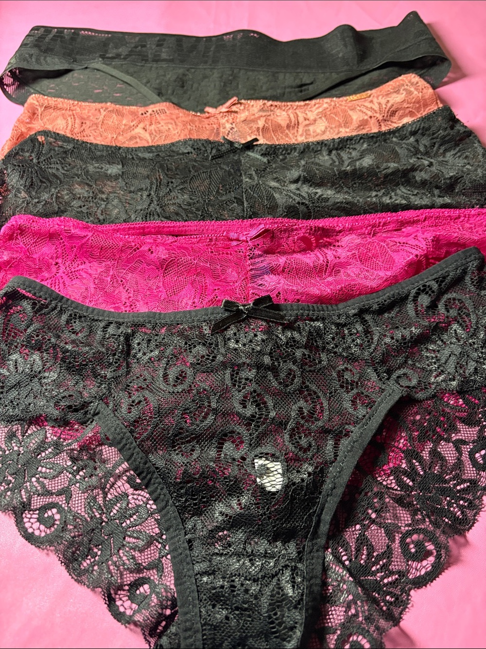 Lace Bikini Panties - Black, Hot Pink & Peach - Pack 5️⃣